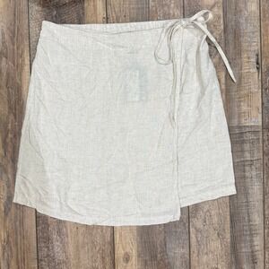 PIECES Birch Melange Linen Blend Wrap Mini Skirt NWT 17151891 Mens M